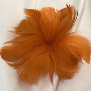 Petite Dark orange Feather Fascinator Hair Clip, brooch pin. Hat clip